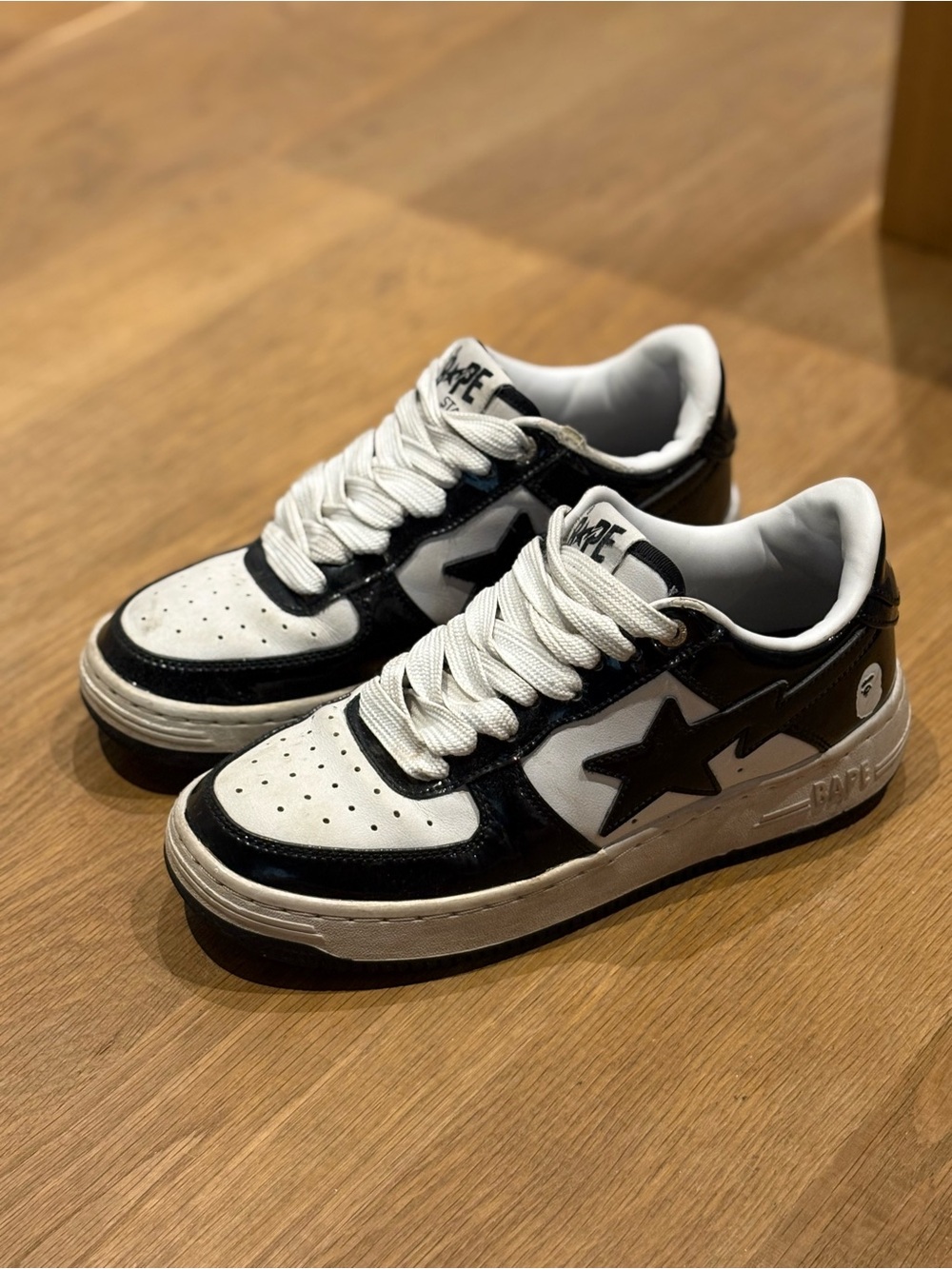 BAPE STA Patent Leather Low "Black White" - US 7